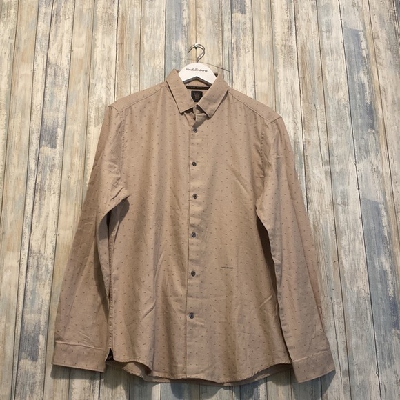 RARE RABBIT Tan Speckled Long Sleeve Button Up Dress Shirt | Size L - Picture 6 of 15